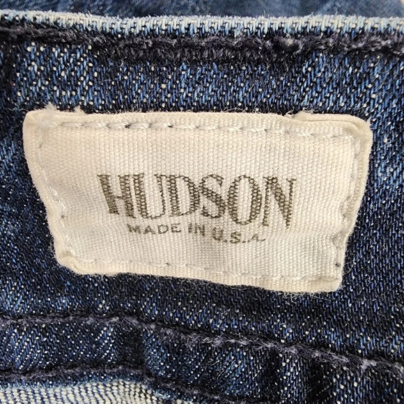 Hudson Boot Cut Dark Wash Jeans Back Flap Pocket Size 28 Made in USA - Picture 2 of 16